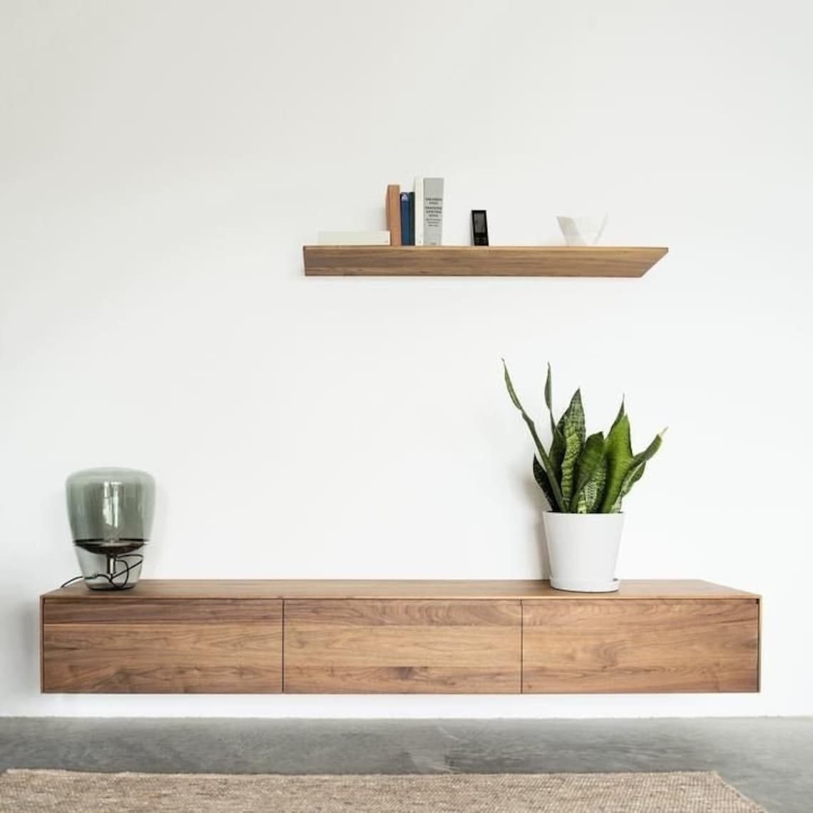Florva Wooden Media Console Solid Wood Console Wooden TV Etsy