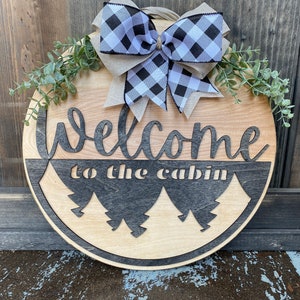 SVG File Welcome to the Cabin Door or Porch Sign, Cabin Woodland SVG File for Laser Cutters, Glowforge Project Idea, Door Hanger SVG File image 2