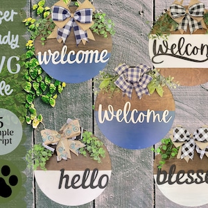 SVG File Simple Script Door Hanger Laser Ready Design, 5 Script Words for Glowforge SVG file for Front Door Sign, SVG Laser Project