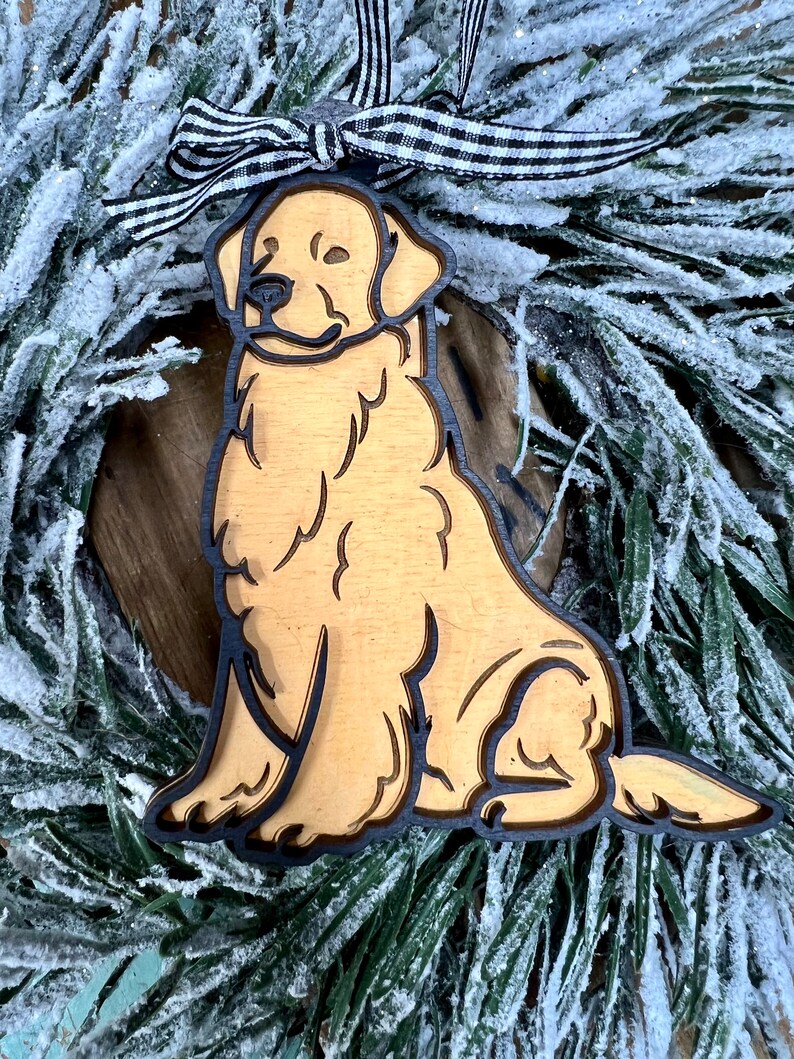 Golden Retriever Ornament SVG File for Laser Cutters, Dog Glowforge ...