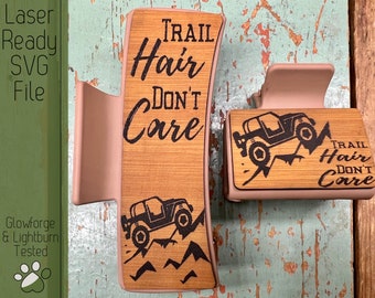 Trail Offroad Hair Clip SVG File for Laser Cutters, Large and Small Claw Hair Clip Design for Laser, Glowforge SVG File
