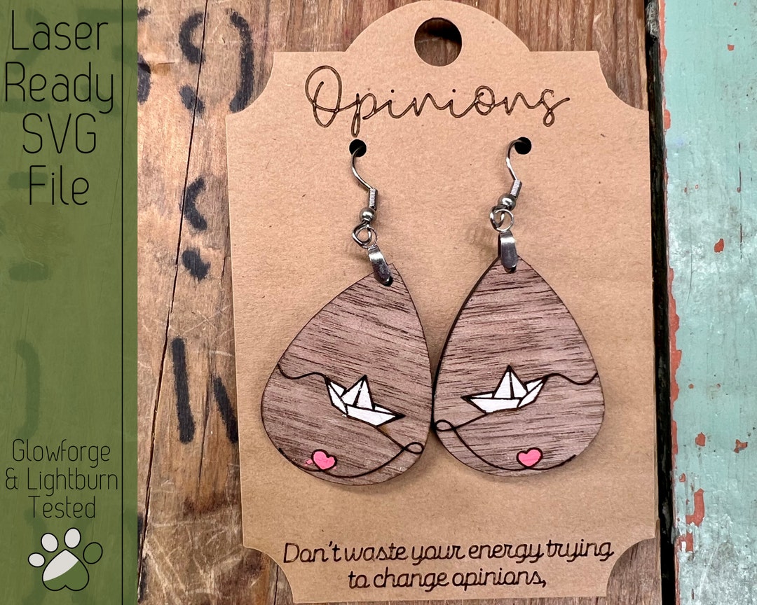 Paper Boat Earring Set With Earring Card SVG File for Laser Etsy