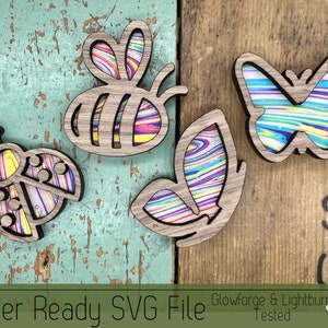 4 Flying Friends Shaped Car Vent Clip Diffuser Design Bundle SVG File, Includes Backer to Create Diffuser, Design for Laser Cutter Glowforge