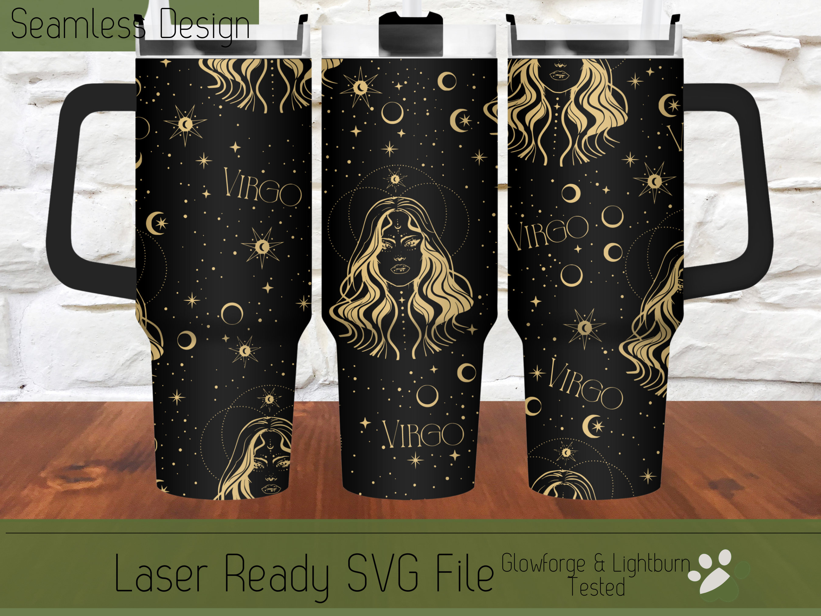 Virgo Zodiac Tumbler Wrap 40oz SVG File Laser, Engrave File for 40