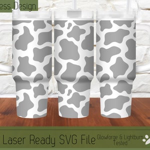 Cow Print Tumbler Wrap 40oz SVG File Laser, Engrave File for 40 oz Tumblers Engravable Wrap, Rotary Laser File Stanley Tumbler