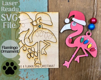 Flamingo DIY Ornament SVG File for Laser Cutters, Glowforge Ready Ornament Make Your Own SVG, Kid Ornament File, Laser Cut File