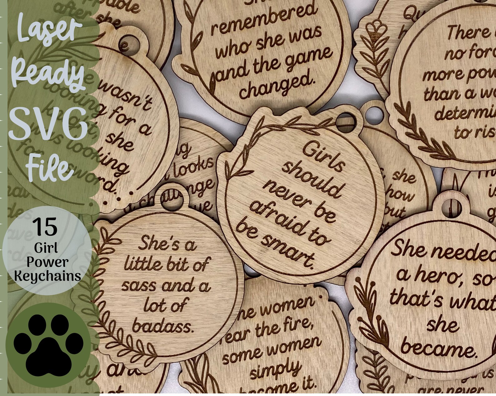 Keychain Bundle SVG File for Glowforge and Laser Cutters Girl - Etsy