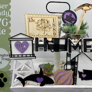 SVG File Washington Tiered Tray Set, My Home State Laser Cut File, SVG Washington Project Idea, Tiered Tray Home Decor