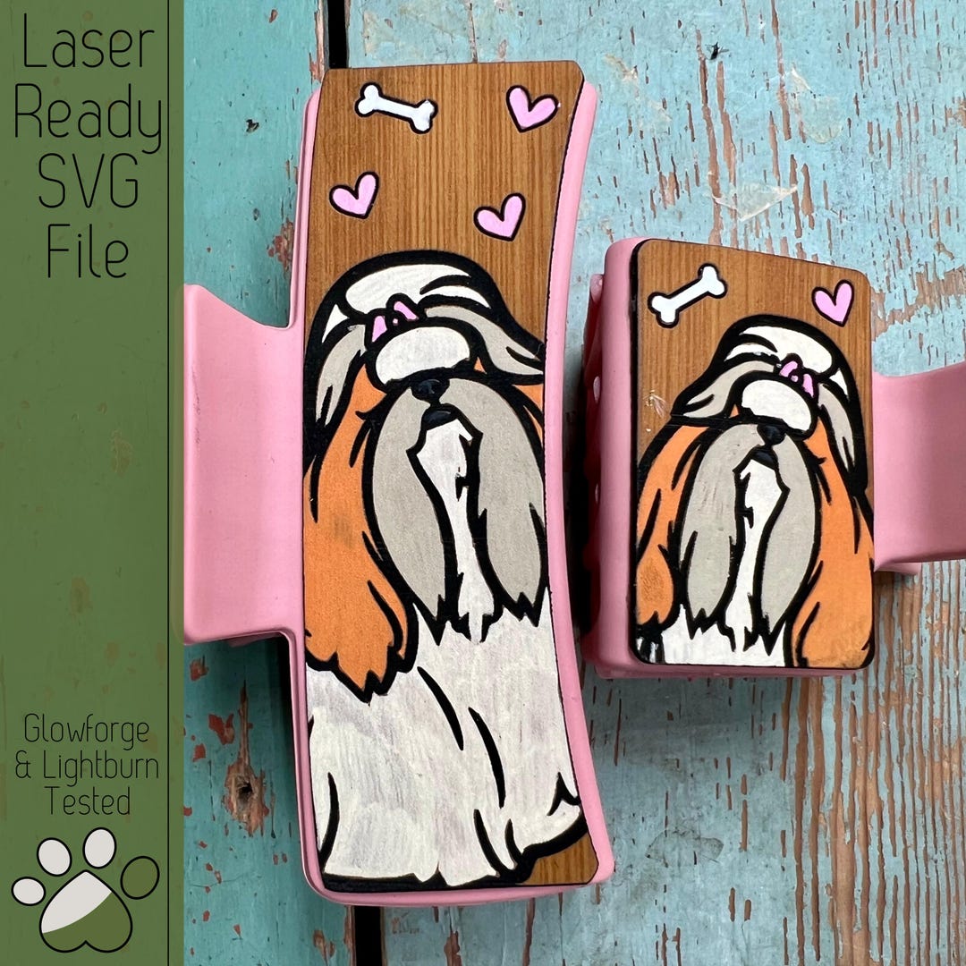 Shih Tzu Hair Clip SVG File for Laser Cutters, Dog Breed Large and ...