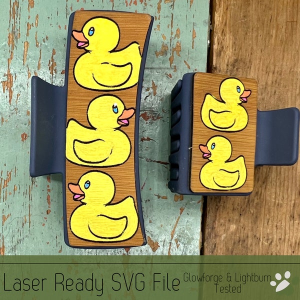 Rubber Duck Hair Clip SVG File for Laser Cutters, Large and Small Claw Hair Clip Design for Laser, Glowforge SVG File