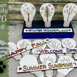 SVG File Lightbulb Seasonal Interchangeable Decor File for Laser Cutters, Glowforge Idea, Seasonal Laser Cut Project Interchangeable Pieces