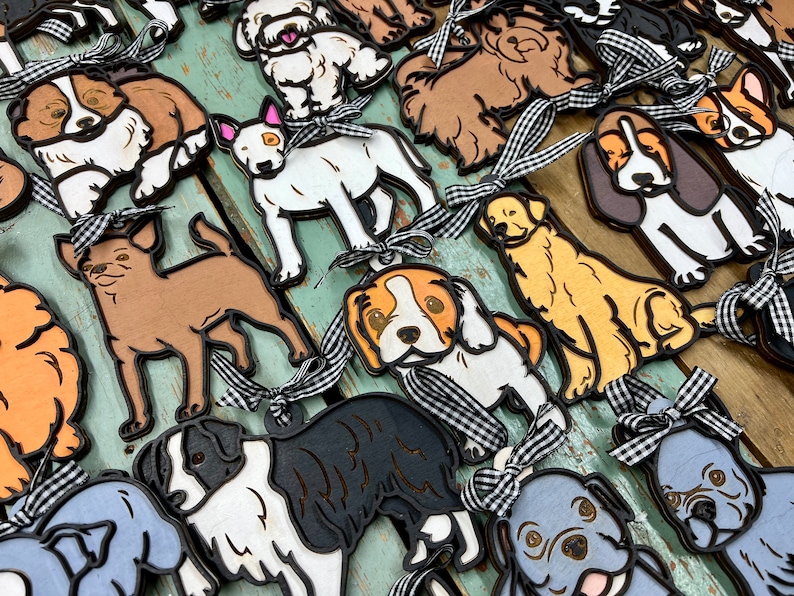 30 Dog Ornament Bundle SVG File for Laser Cutters, Bundle of 30 ...
