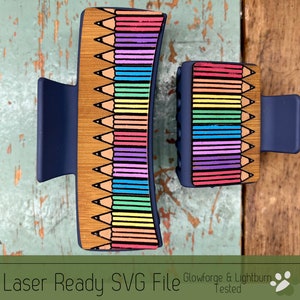 Pencils Hair Clip SVG File for Laser Cutters, Large and Small Claw Hair Clip Design for Laser, Glowforge SVG File