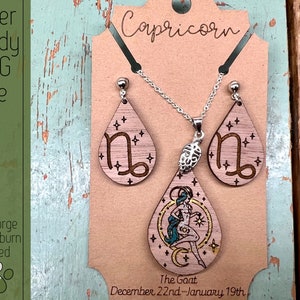 Steenbok Zodiac Earring en Hanger Sets SVG-bestand voor Laser Cutters, Glowforge Ready Sieraden Bestand Inclusief Score Ready Sieraden Kaart
