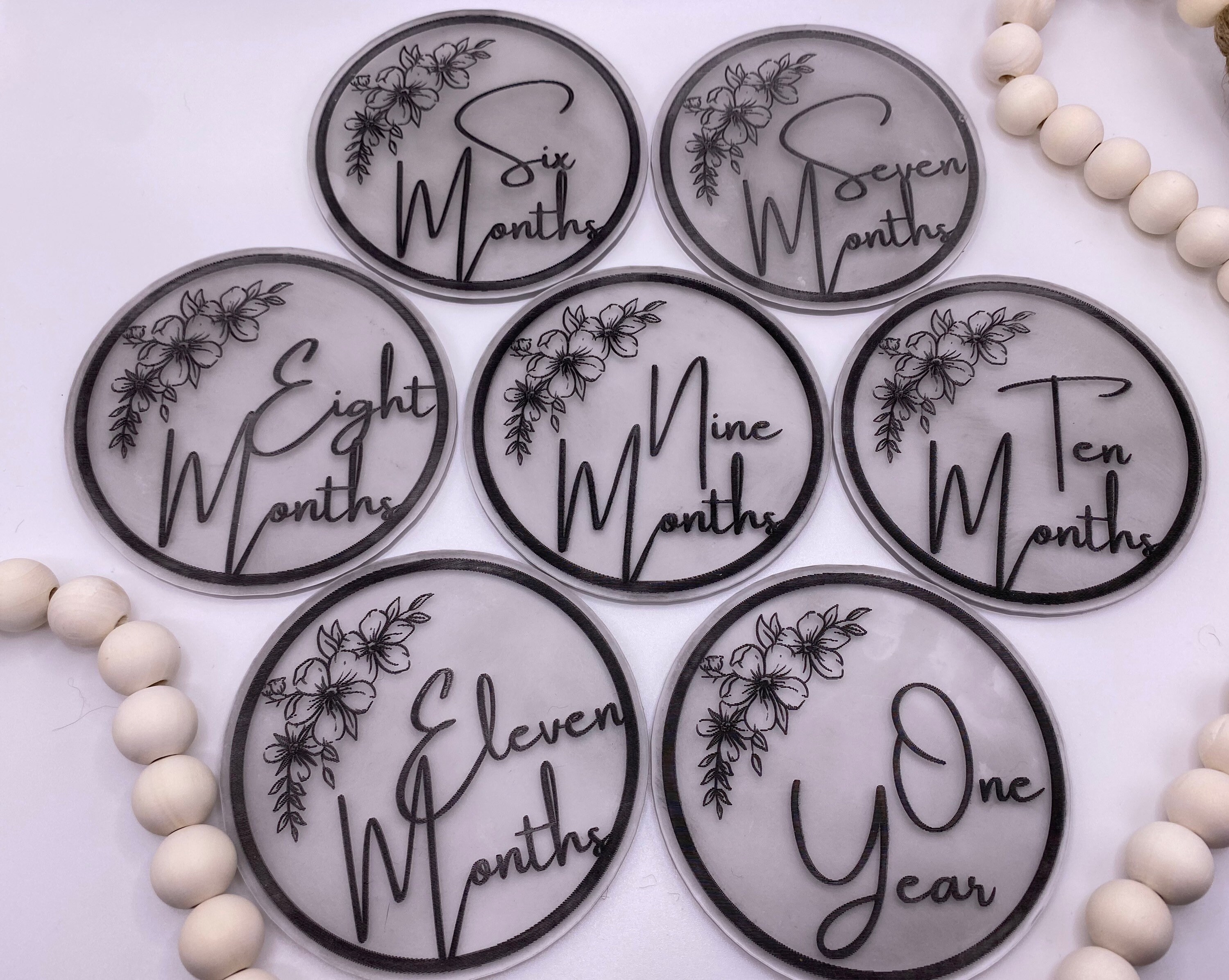 Baby Milestone SVG File Floral Milestone Markers Laser Files | Etsy