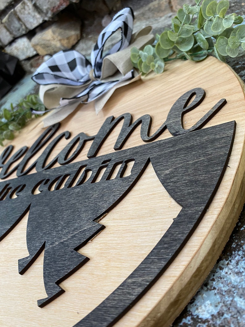 SVG File Welcome to the Cabin Door or Porch Sign, Cabin Woodland SVG File for Laser Cutters, Glowforge Project Idea, Door Hanger SVG File image 4