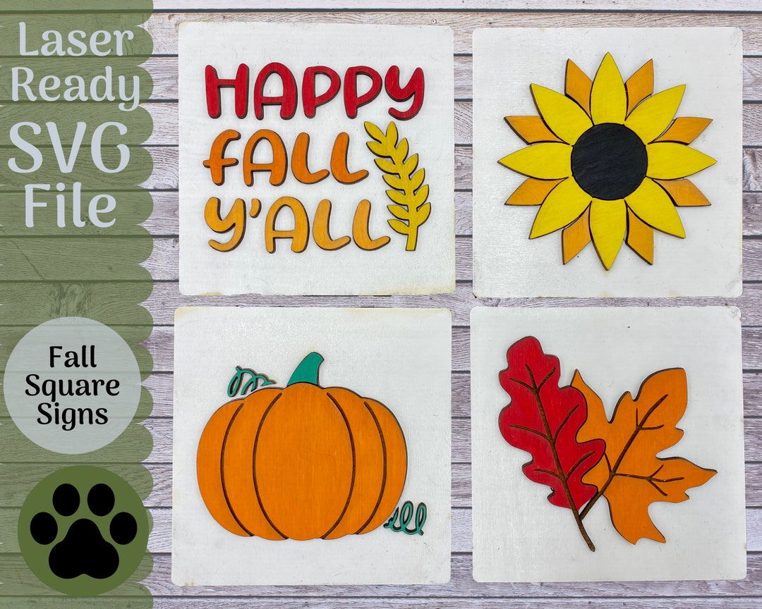 SVG File Fall Bundle Square Signs for Decor or Interchangeable Collage ...