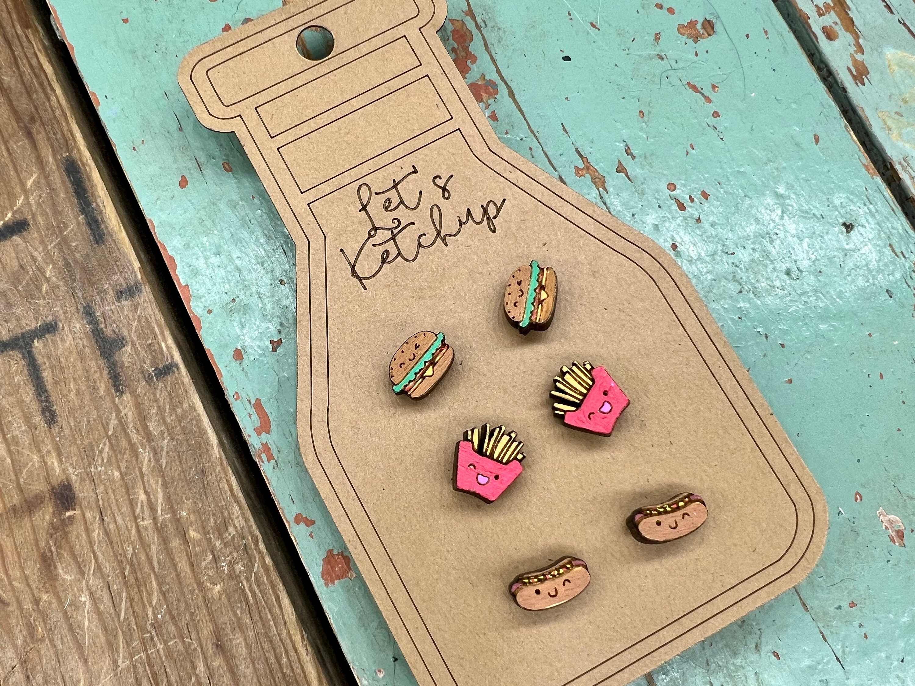 3 Ketchup Earrings With Earring Card SVG File for Laser Etsy