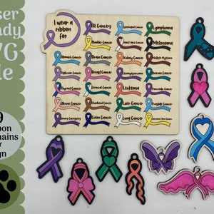 Ribbon Keychain Bundle SVG file for Glowforge and Laser Cutters, 9 Ribbon and Display Sign SVG Files, Scrap Project Glowforge Idea Inspiring
