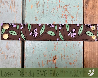 Flower Leather Cuff Bracelet SVG File for Laser Cutters, Jewelry Design for Laser, Glowforge SVG File, Leather Craft SVG File
