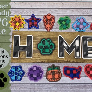 SVG File Plaid Interchangeable Home Sign Decor File for Laser Cutters, Glowforge Idea, Seasonal Laser Cut Project Interchangeable Pieces