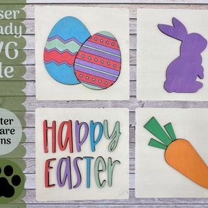 SVG File Easter Bundle Square Signs for Decor or Interchangeable Collage Frame, SVG File for Laser Cutters, Glowforge Compatible Wall Art