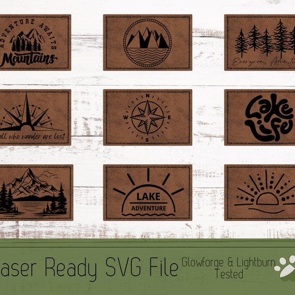 9 Hat Patch Outdoors Design Bundle SVG File Laser, Engrave File for Premade Patches and Outlined to Cut Your Own Patch Designs