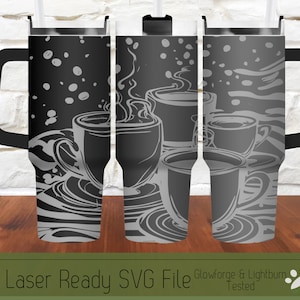 Coffee Swirls Tumbler Wrap 40oz SVG File Laser, Engrave File for 40 oz Tumblers Engravable Wrap, Rotary Laser File Stanley Tumbler