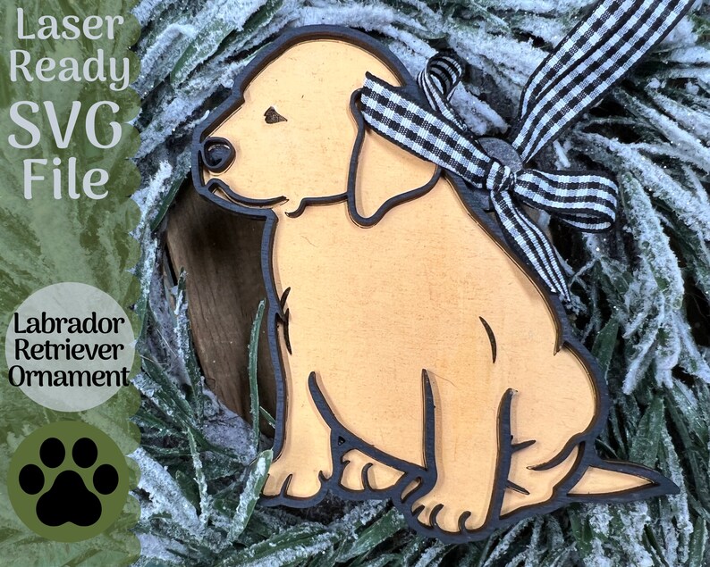 Labrador Retriever Ornament SVG File for Laser Cutters, Dog Glowforge ...