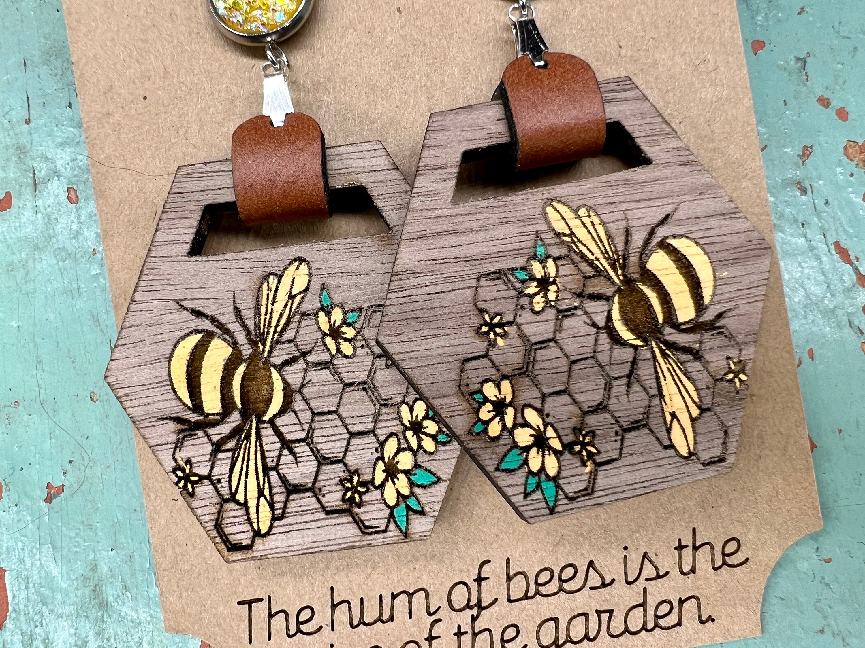 Bee Leather Loop Earring Set With Earring Card SVG File for Laser ...