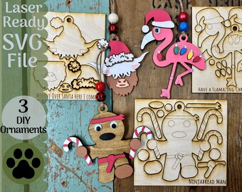 DIY Ornament Bundle  SVG File for Laser Cutters, Glowforge Ready Ornament Make Your Own SVG, Kid Ornament File, Laser Cut File Christmas