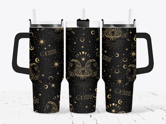 Gemini Zodiac Tumbler Wrap 40oz SVG File Laser, Engrave File for