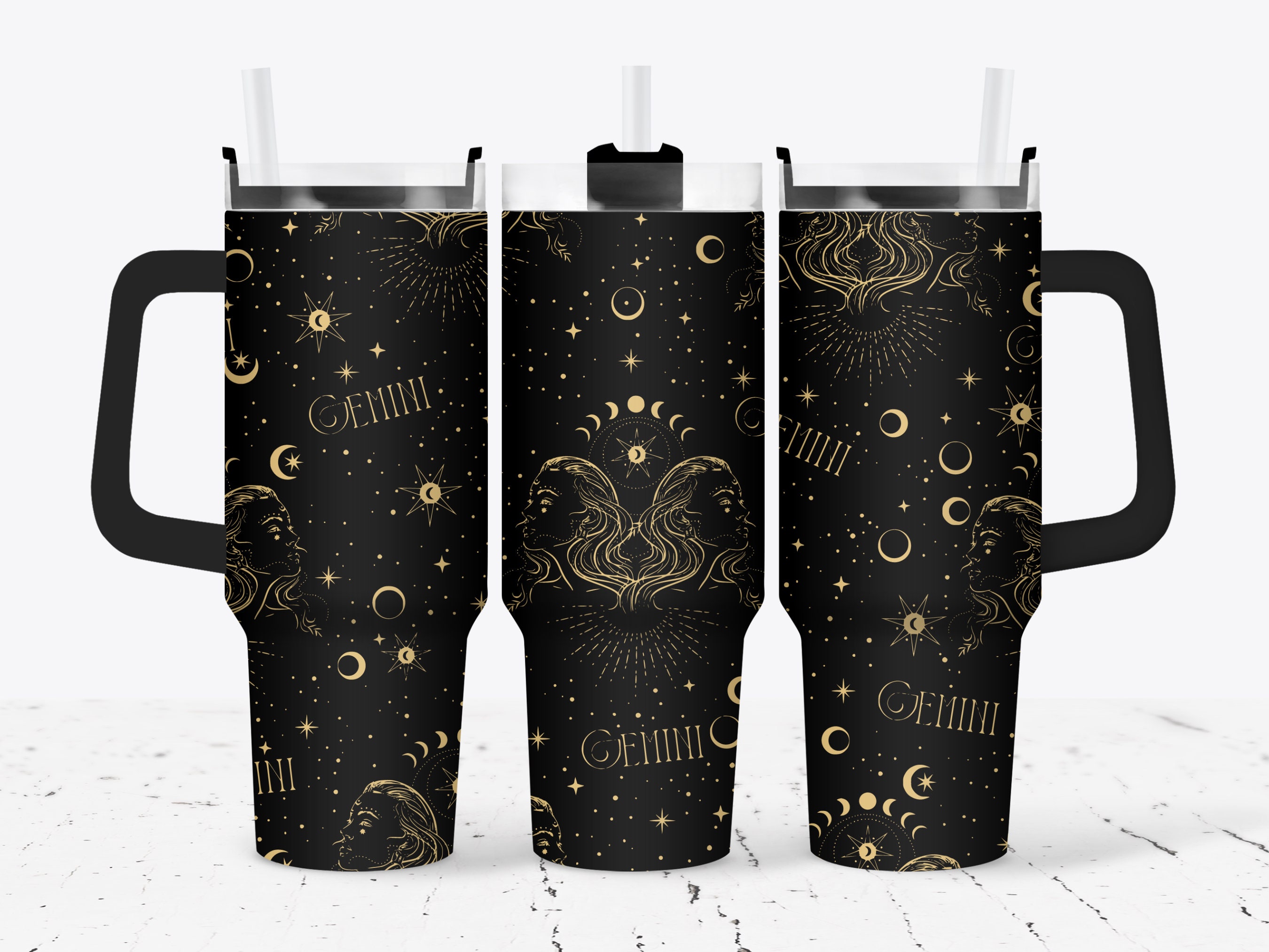Gemini Zodiac Tumbler Wrap 40oz SVG File Laser, Engrave File for