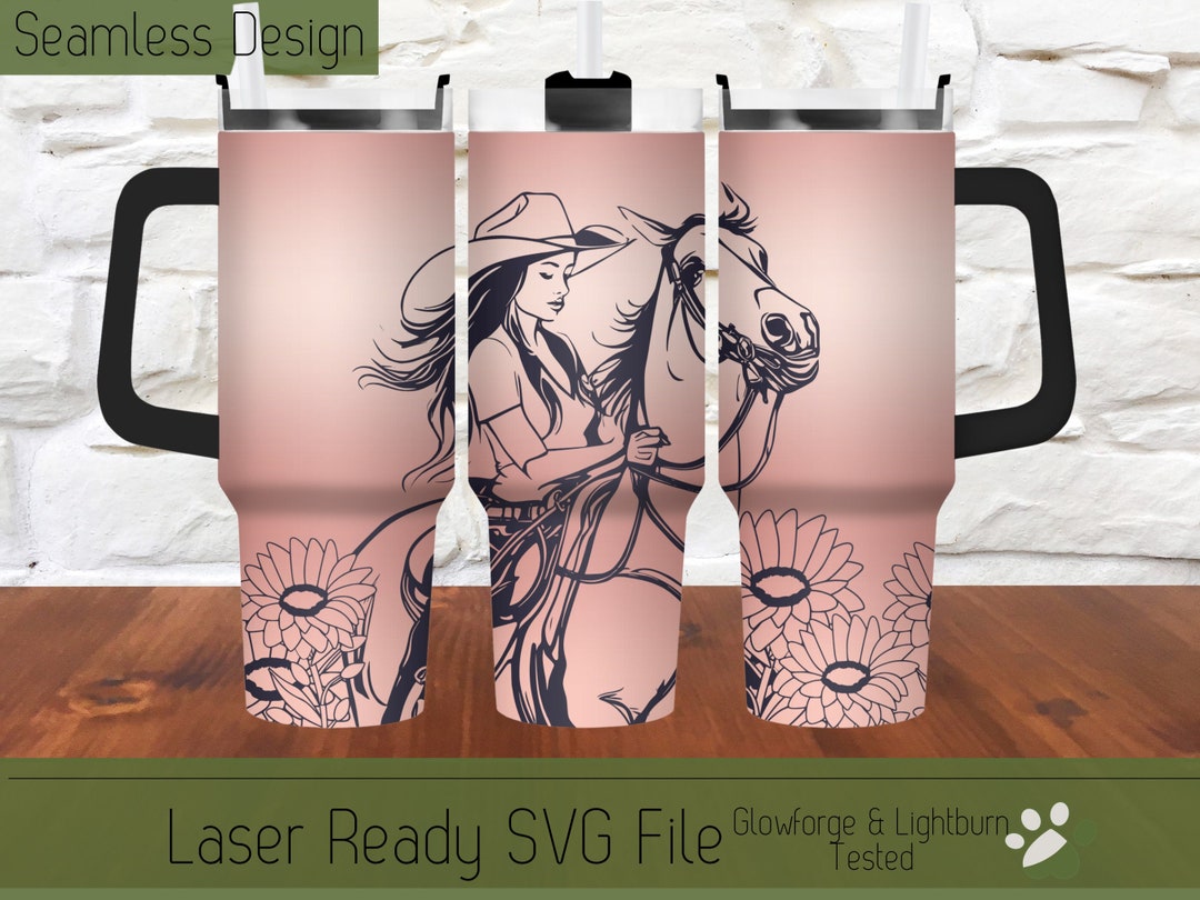 Cowgirl Sunflower Tumbler Wrap 40oz SVG File Laser, Engrave File for 40 ...