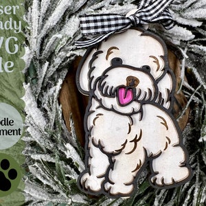 Poodle Ornament SVG File for Laser Cutters, Dog Glowforge Ready Ornament, Christmas Ornament Adorable Puppy Dog