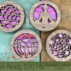 4 Zen Car Vent Clip Diffuser Design Bundle SVG File, Includes Backer to Create Diffuser, Design for Laser Cutter, Glowforge SVG File