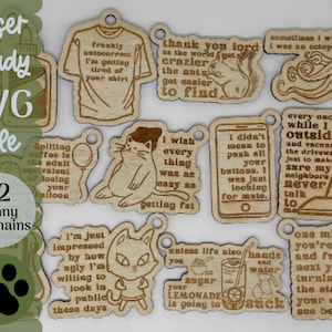 Keychain Bundle SVG file for Glowforge and Laser Cutters, Humor 12 Keychain SVG Files, Scrap Project, Glowforge Idea, Funny Keychains