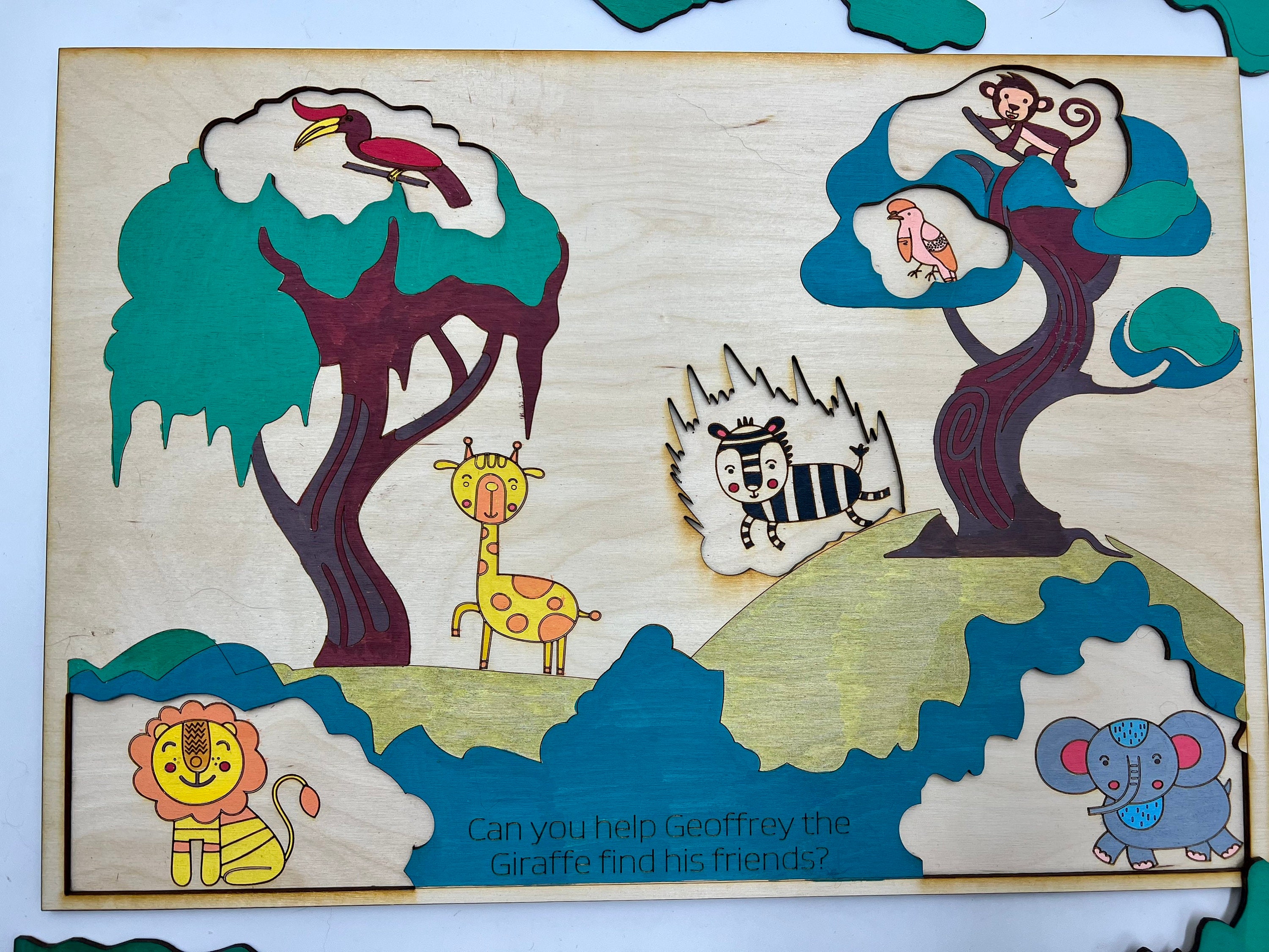 Hidden Friends Animal Puzzle SVG File for Laser Cutters, Animal Puzzle