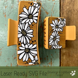 Daisy Chain Hair Clip SVG File for Laser Cutters, Large and Small Claw Hair Clip Design for Laser, Glowforge SVG File
