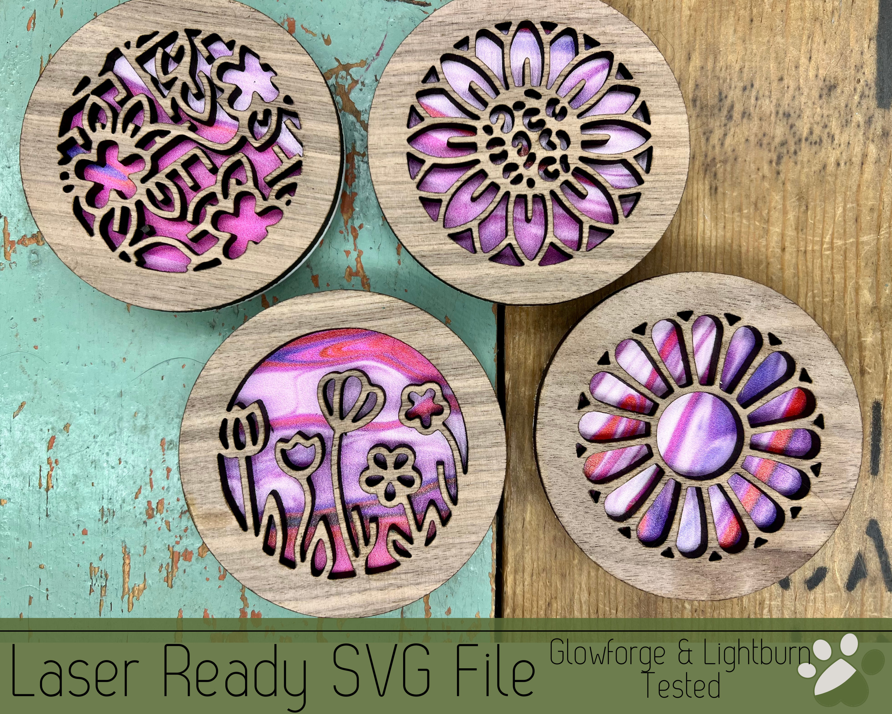 Diffusser Svg 4 Flower Car Vent Clip Diffuser Design Bundle SVG File, Includes Backer ...