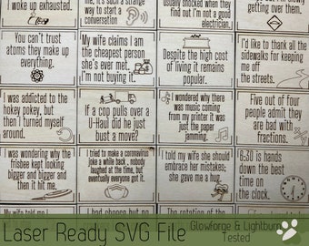 Magnet Bundle SVG file for Glowforge and Laser Cutters, 24 Dad Joke Sarcastic Humor Magnets Scrap Project Funny