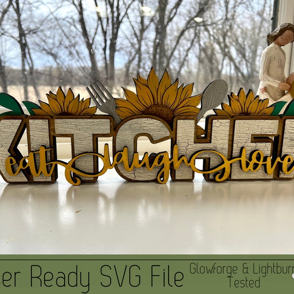 Kitchen Shelf Sitter SVG File for Laser Cutters, Glowforge Sign Idea, Kitchen Shelf Decor, Laser Cut File