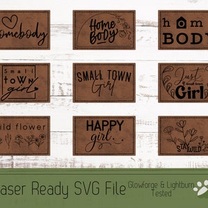 9 Hat Patch Happy Girl Design Bundle SVG File Laser, Engrave File for Premade Patches and Outlined to Cut Your Own Patch Designs for Laser