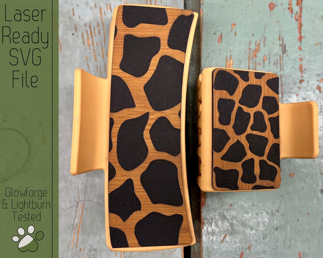 Giraffe Print Hair Clip SVG File for Laser Cutters, Large and Small