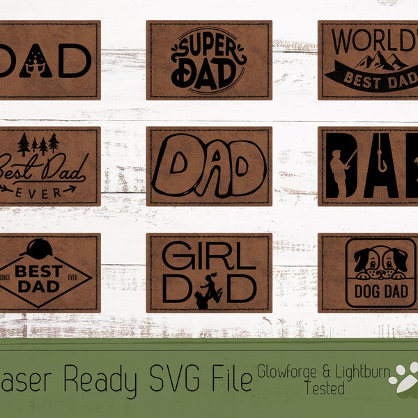 9 Hat Patch Dad Design Bundle SVG File Laser, Engrave File for Premade Patches and Outlined to Cut Your Own Patch Designs for Laser