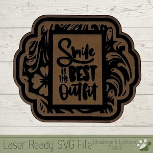 Smile Tooled Leather SVG File Laser, Engrave File for Hat Patch and Outlined to Cut Your Own Patch Design for Laser Cutter Glowforge XTool
