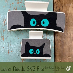 Black Cat Hair Clip SVG File for Laser Cutters, Large and Small Claw Hair Clip Design for Laser, Glowforge SVG File