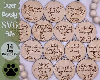 Keychain Bundle SVG file for Glowforge and Laser Cutters, Dog 14 Keychain SVG Files, Scrap Project Glowforge Idea Inspiring Keychains