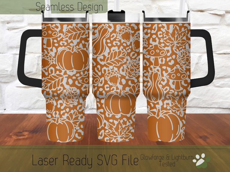 Fall Leopard Tumbler Wrap 40oz SVG File Laser, Engrave File for 40 Oz ...