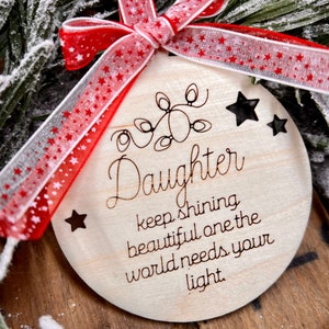 Daughter Christmas Ornament SVG File for Laser Cutters, Glowforge Ready Ornament, Easy Sentimental Score and Cut, Family Gift Ornament